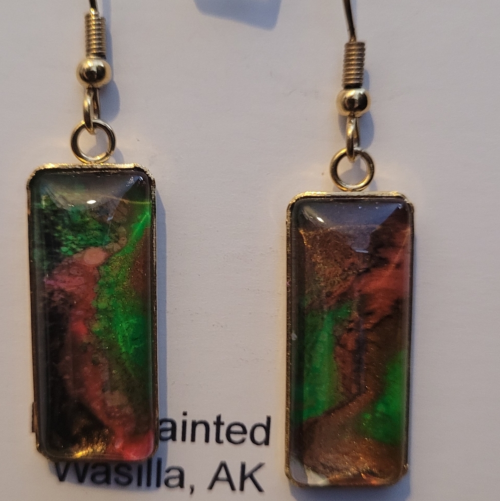 Handpainted glass earrings